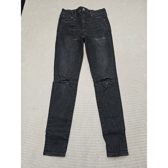 American Eagle Jeans Womens 8 Long Black The Luxe Jean Hi Rise Jegging - Picture 1 of 9